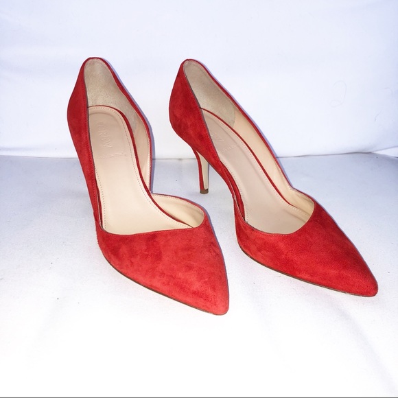 J. Crew Shoes - J Crew Colette Suede d'Orsay Pumps Poppy Red 7